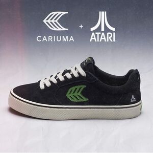 New Cariuma CATIBA PRO Skate ATARI Black Suede Green Logo Sneaker M7.5 W9